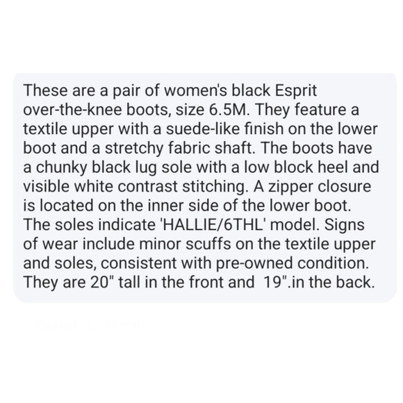 Women's Esprit Black Over the Knee Boots Size 6.5 ECU - Picture 10 of 11